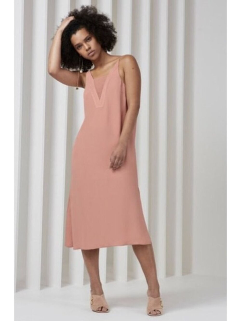 C/MEO Collective X Revolve Vivid Slip Dress Rosewood Pink Satin Midi Medium